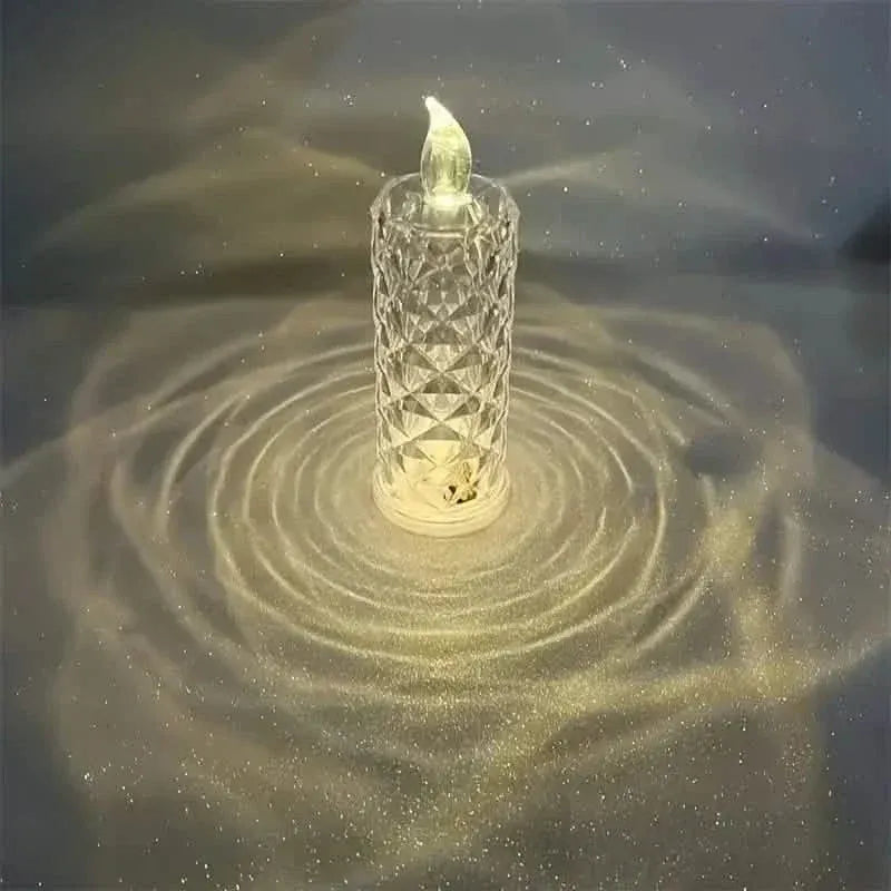 Battery-Powered LED Candle Lamp With Rose Pattern Refraction Halo Projection - A-1 Thread Vault