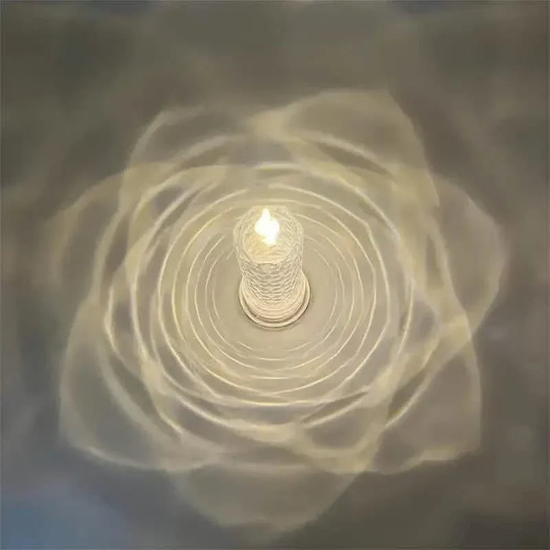 Battery-Powered LED Candle Lamp With Rose Pattern Refraction Halo Projection - A-1 Thread Vault