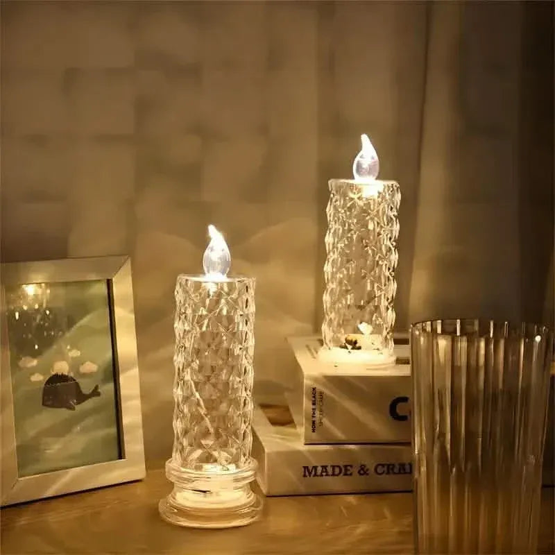 Battery-Powered LED Candle Lamp With Rose Pattern Refraction Halo Projection - A-1 Thread Vault