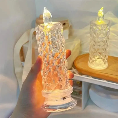 Battery-Powered LED Candle Lamp With Rose Pattern Refraction Halo Projection - A-1 Thread Vault