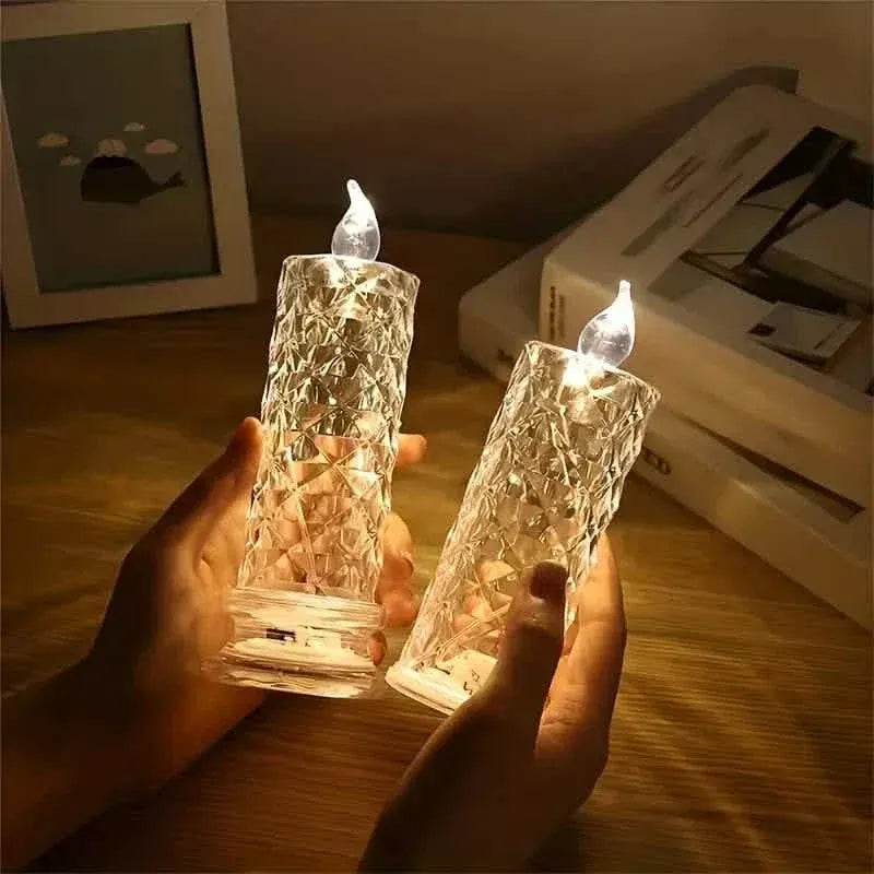 Battery-Powered LED Candle Lamp With Rose Pattern Refraction Halo Projection - A-1 Thread Vault