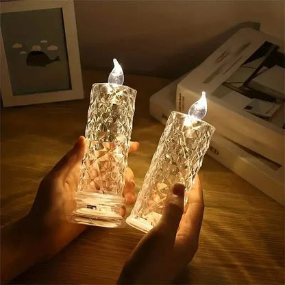 Battery-Powered LED Candle Lamp With Rose Pattern Refraction Halo Projection - A-1 Thread Vault