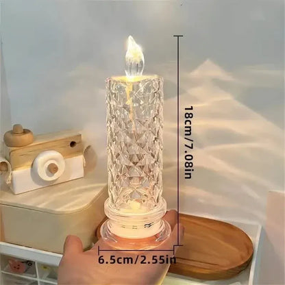 Battery-Powered LED Candle Lamp With Rose Pattern Refraction Halo Projection - A-1 Thread Vault