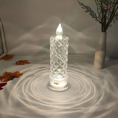 Battery-Powered LED Candle Lamp With Rose Pattern Refraction Halo Projection - A-1 Thread Vault