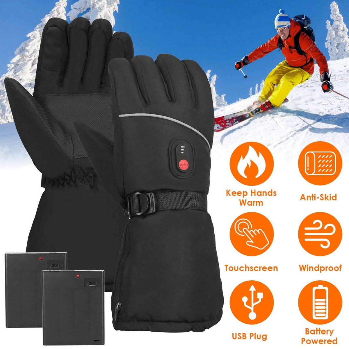 Battery Powered USB Touchscreen Thermal Gloves - A-1 Thread Vault