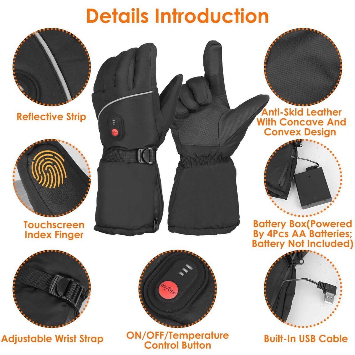 Battery Powered USB Touchscreen Thermal Gloves - A-1 Thread Vault