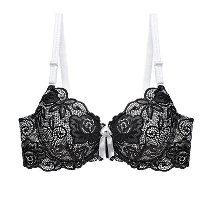 BCHRAYIUP Women's Sexy Lace Underwire Bra Lightly Padded Plunge Push up Cup Everyday Bra 34 36 38 40 42 44 A B C - A-1 Thread Vault
