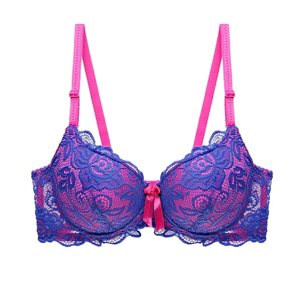 BCHRAYIUP Women's Sexy Lace Underwire Bra Lightly Padded Plunge Push up Cup Everyday Bra 34 36 38 40 42 44 A B C - A-1 Thread Vault