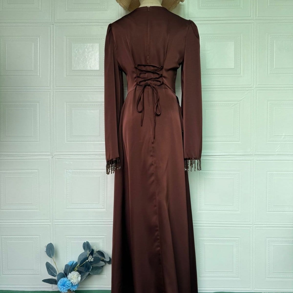 Beaded Fringe Cuff Maxi Dress(MS480) - A-1 Thread Vault