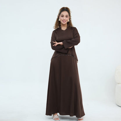 Beaded-Waist Corset-Back Flared-Sleeve Maxi Dress(MS476) - A-1 Thread Vault