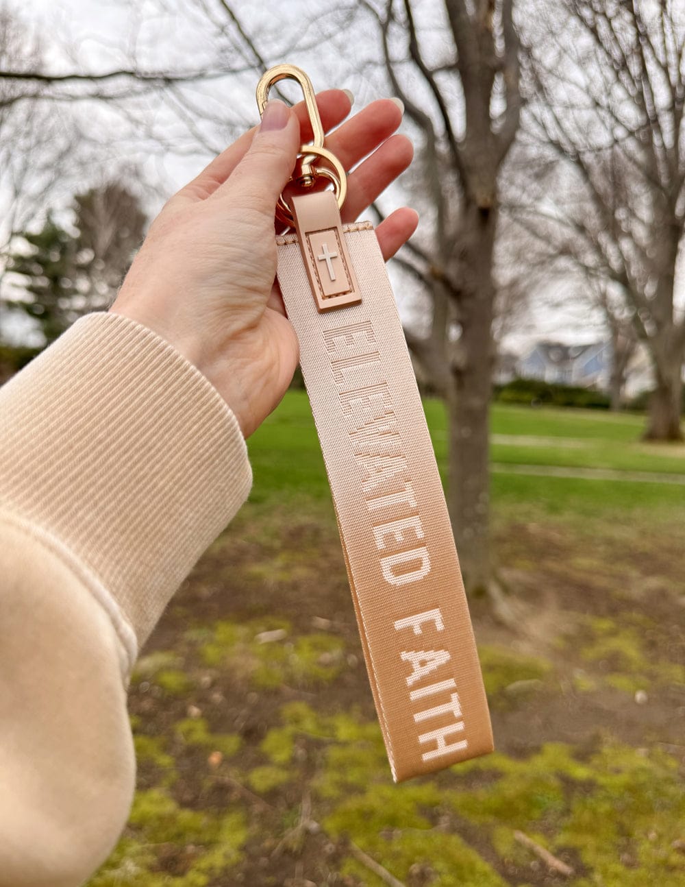 Beige Oversized Logo Keychain - A-1 Thread Vault