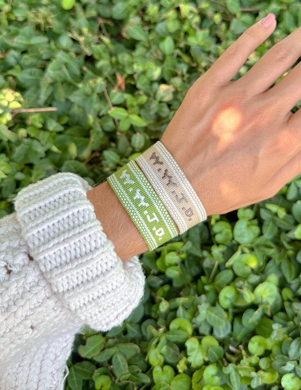 Beige WWJD Embroidered Bracelet - A-1 Thread Vault