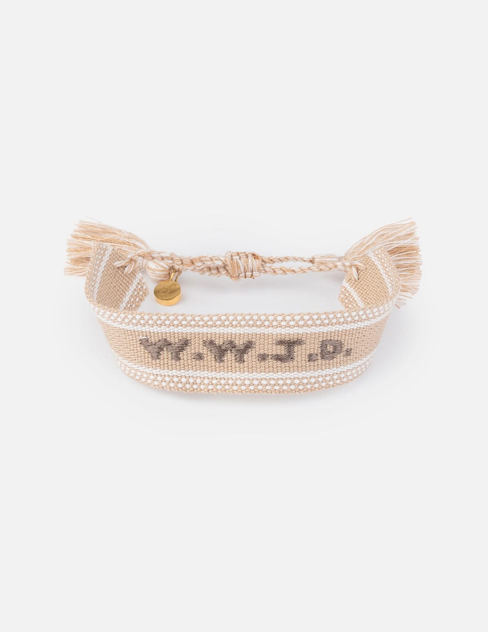 Beige WWJD Embroidered Bracelet - A-1 Thread Vault