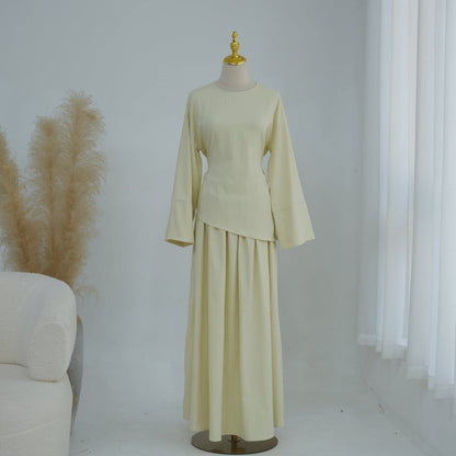 Bell Sleeve Back-Tie Top & A-Line Maxi Skirt Set(MS469) - A-1 Thread Vault