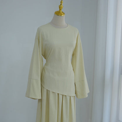 Bell Sleeve Back-Tie Top & A-Line Maxi Skirt Set(MS469) - A-1 Thread Vault