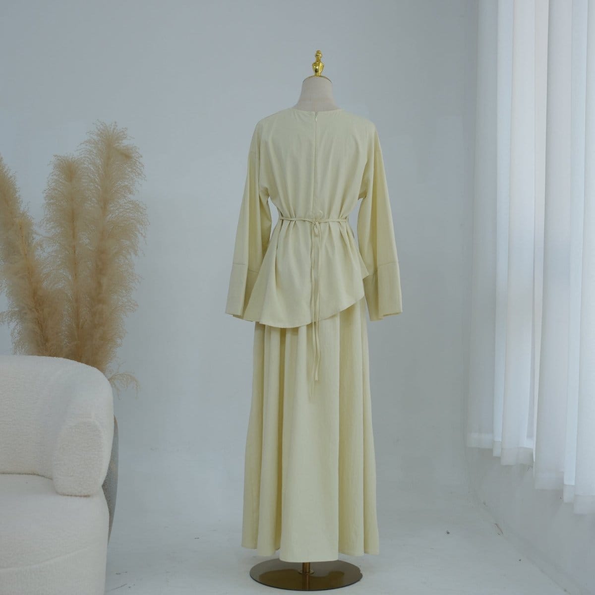 Bell Sleeve Back-Tie Top & A-Line Maxi Skirt Set(MS469) - A-1 Thread Vault