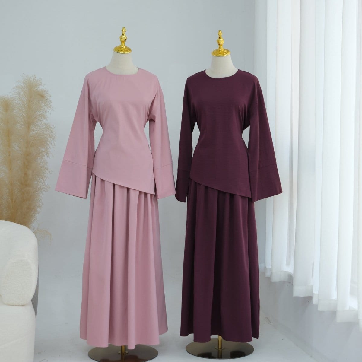 Bell Sleeve Back-Tie Top & A-Line Maxi Skirt Set(MS469) - A-1 Thread Vault