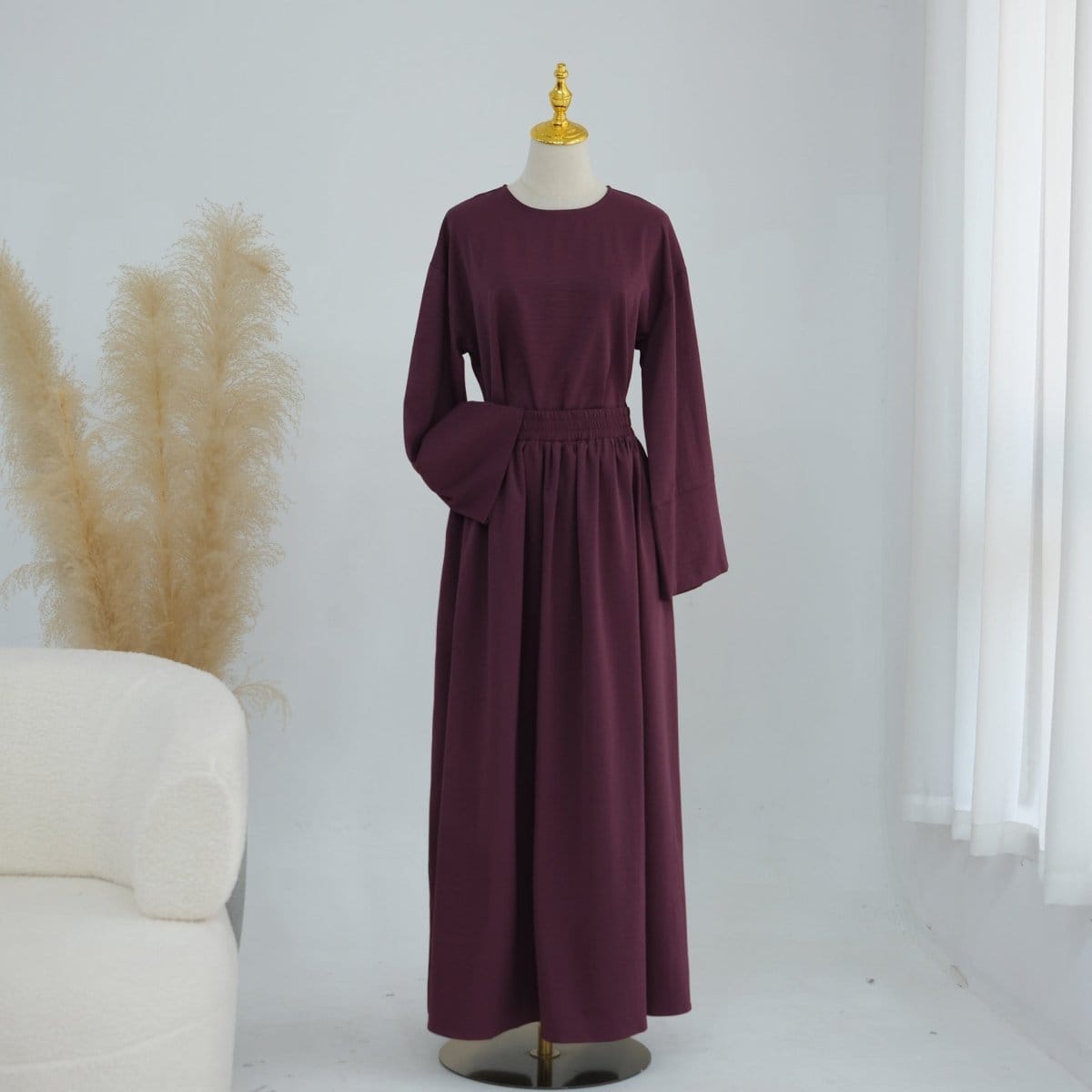 Bell Sleeve Back-Tie Top & A-Line Maxi Skirt Set(MS469) - A-1 Thread Vault