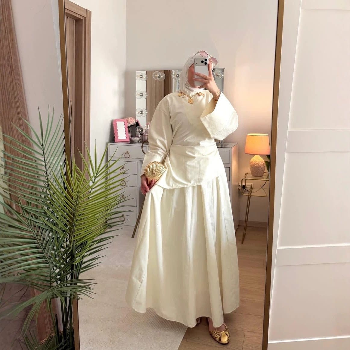 Bell Sleeve Back-Tie Top & A-Line Maxi Skirt Set(MS469) - A-1 Thread Vault