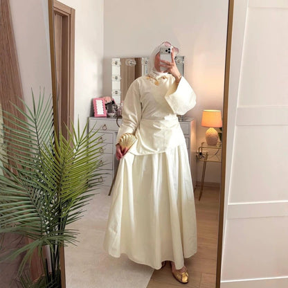 Bell Sleeve Back-Tie Top & A-Line Maxi Skirt Set(MS469) - A-1 Thread Vault