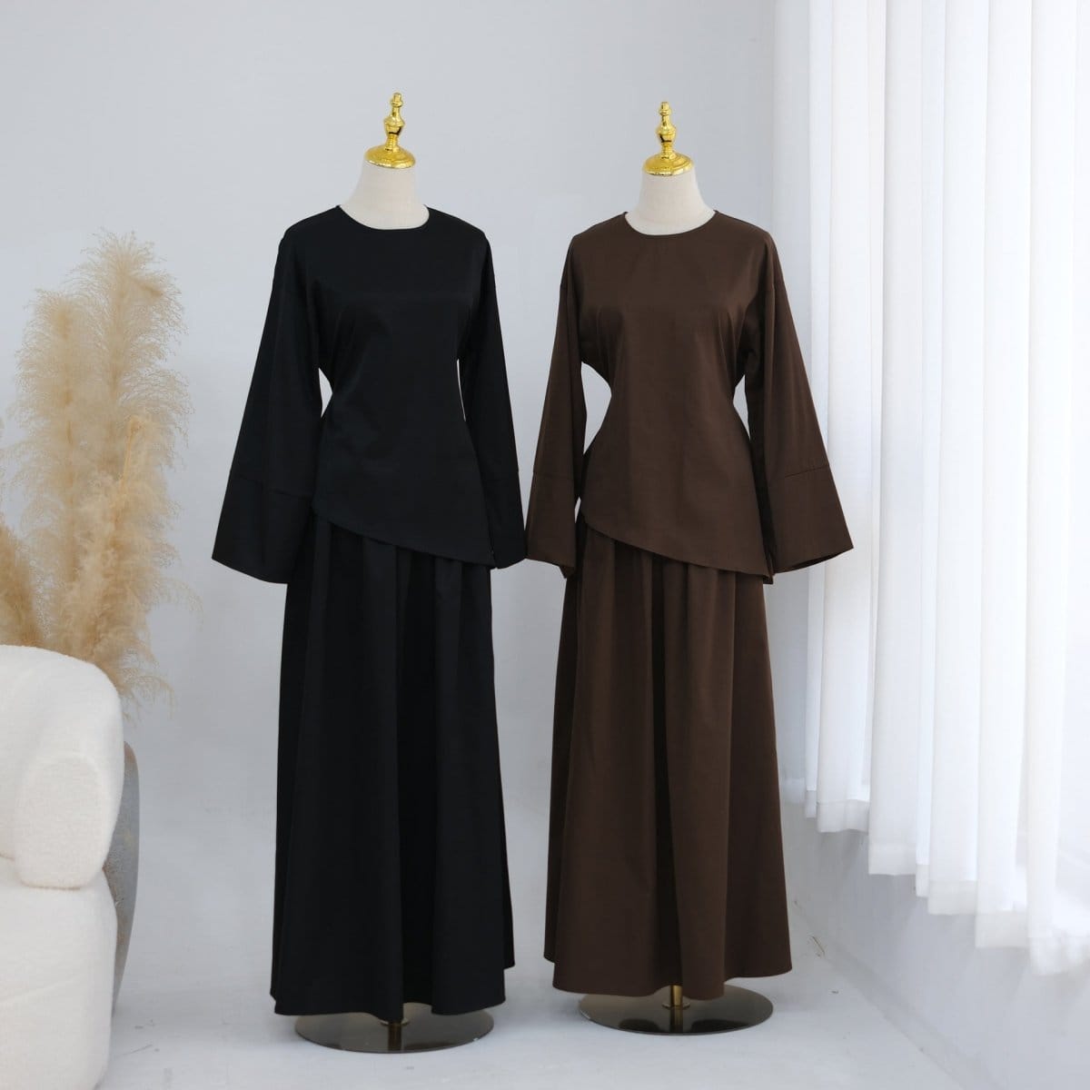 Bell Sleeve Back-Tie Top & A-Line Maxi Skirt Set(MS469) - A-1 Thread Vault
