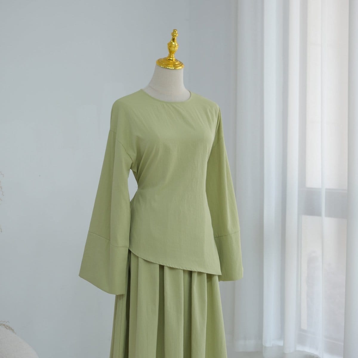 Bell Sleeve Back-Tie Top & A-Line Maxi Skirt Set(MS469) - A-1 Thread Vault