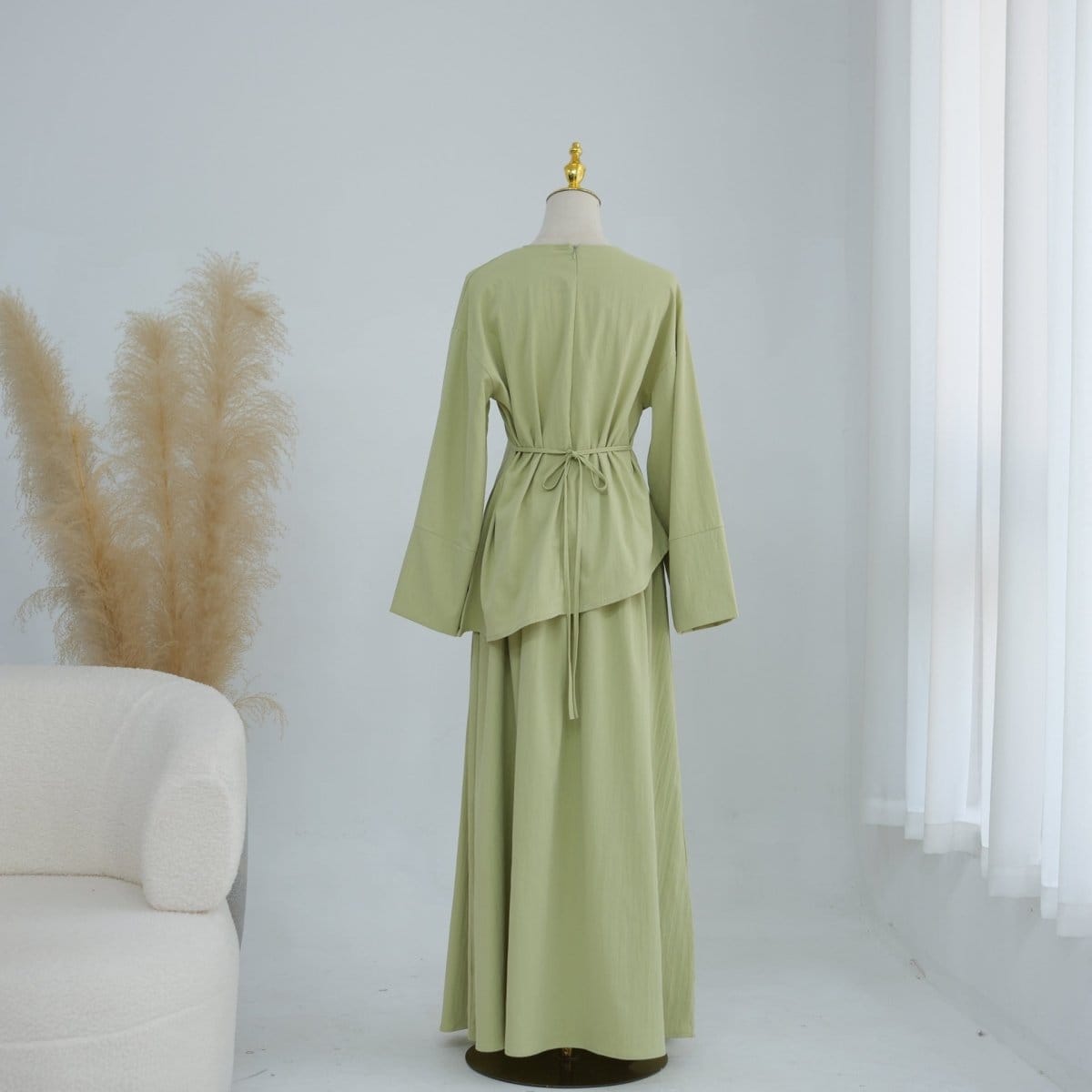 Bell Sleeve Back-Tie Top & A-Line Maxi Skirt Set(MS469) - A-1 Thread Vault