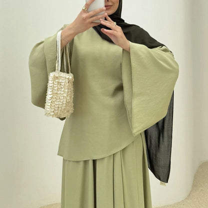 Bell Sleeve Back-Tie Top & A-Line Maxi Skirt Set(MS469) - A-1 Thread Vault