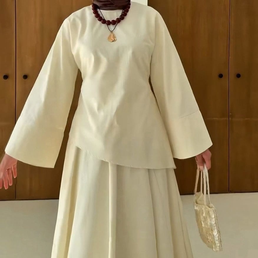 Bell Sleeve Back-Tie Top & A-Line Maxi Skirt Set(MS469) - A-1 Thread Vault