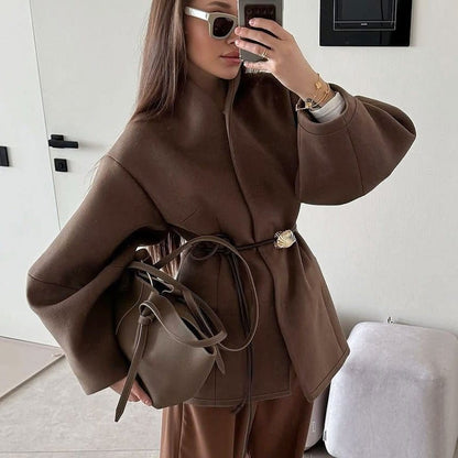 Belted Wool Coat with Shell Brooch(MS255) - A-1 Thread Vault