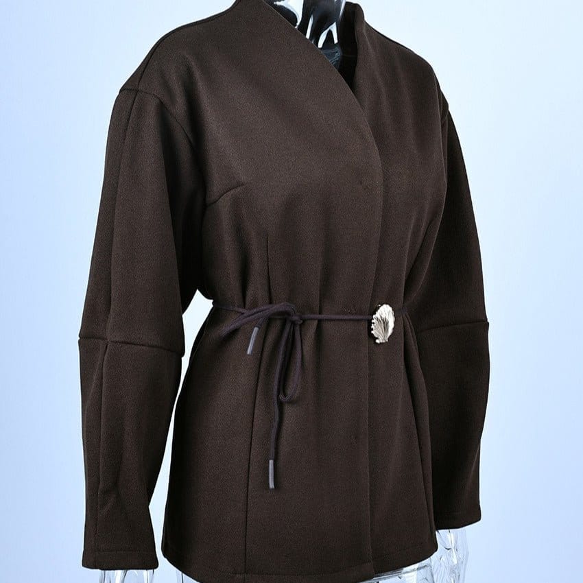 Belted Wool Coat with Shell Brooch(MS255) - A-1 Thread Vault