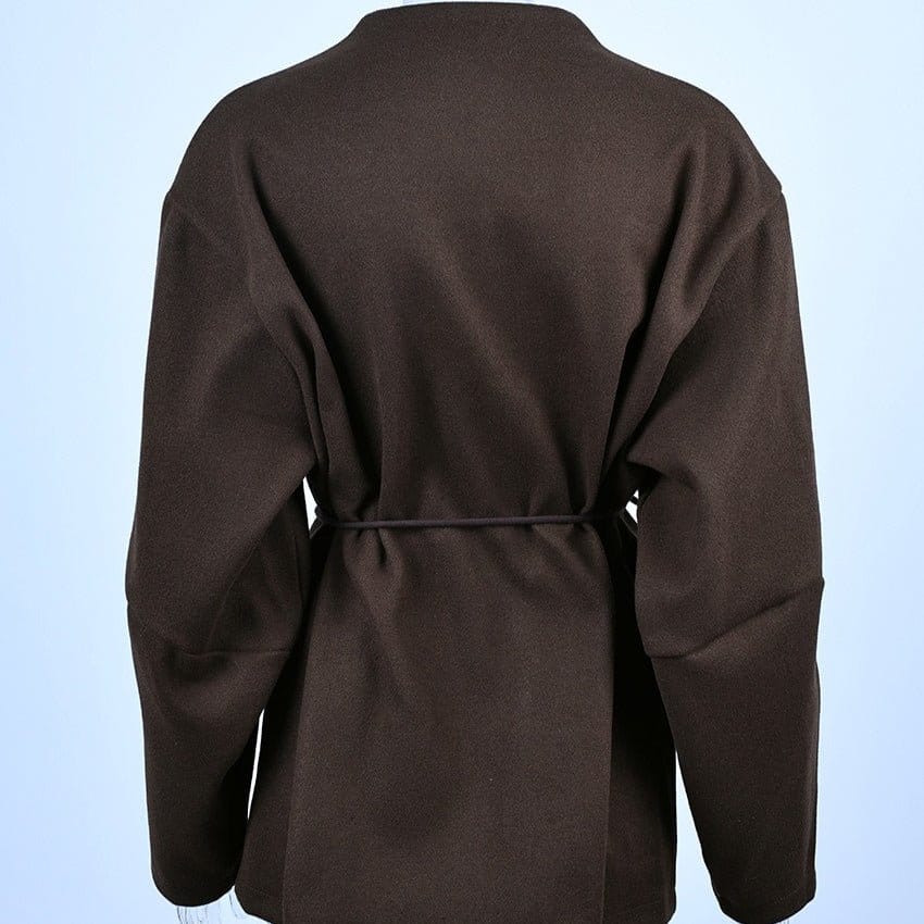 Belted Wool Coat with Shell Brooch(MS255) - A-1 Thread Vault