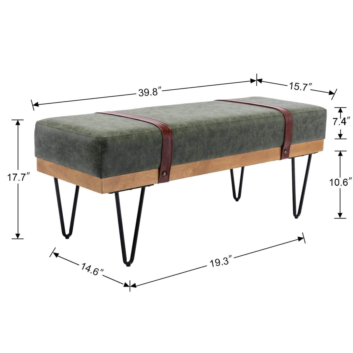 Bench for Bedroom Entryway Linen Ottoman Fabric Upholstered with Soft Cushion and Solid Wood Frame - A-1 Thread Vault