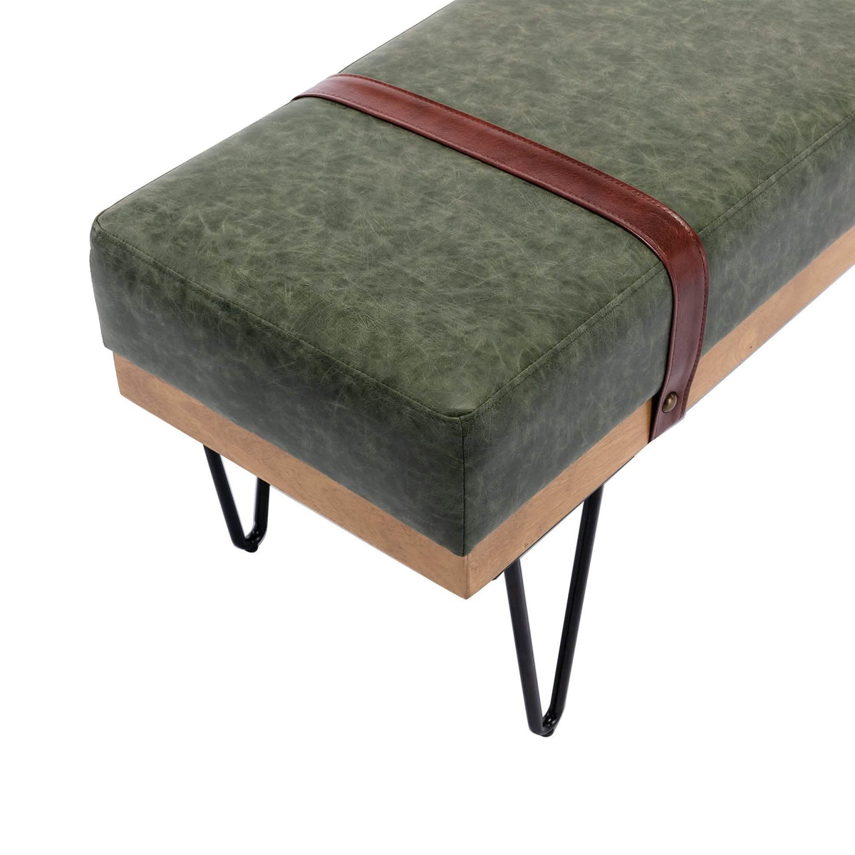 Bench for Bedroom Entryway Linen Ottoman Fabric Upholstered with Soft Cushion and Solid Wood Frame - A-1 Thread Vault