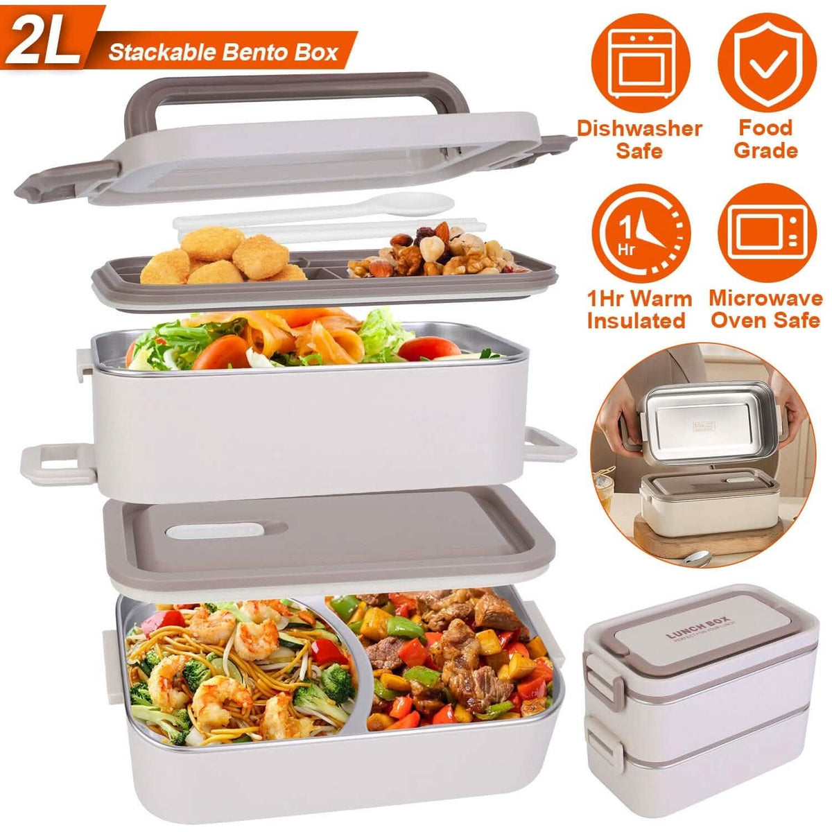 Bento Lunch Box 3 Stackable Food Container with Chopsticks and Spoon - A-1 Thread Vault