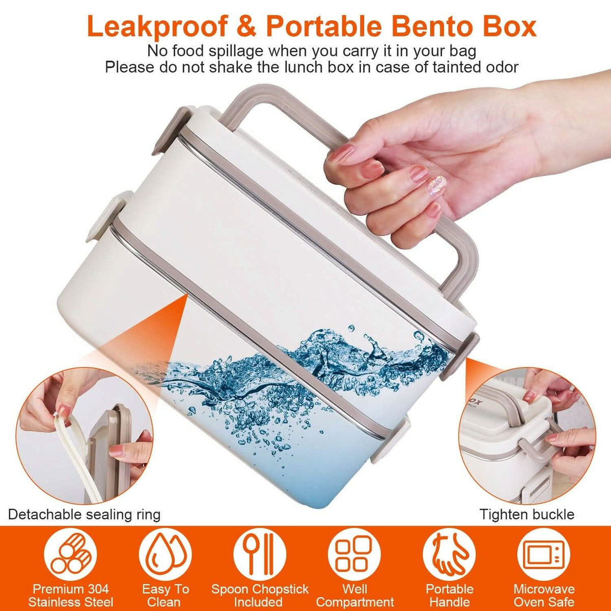 Bento Lunch Box 3 Stackable Food Container with Chopsticks and Spoon - A-1 Thread Vault