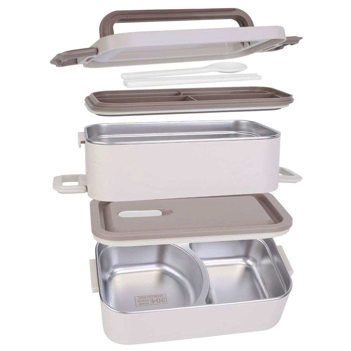 Bento Lunch Box 3 Stackable Food Container with Chopsticks and Spoon - A-1 Thread Vault