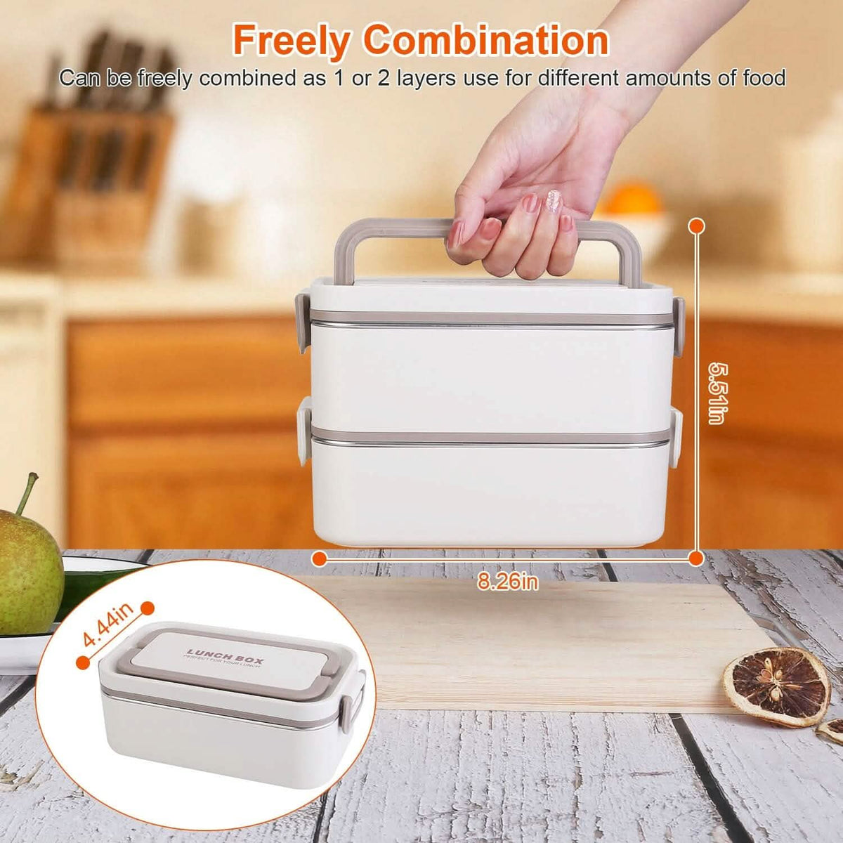 Bento Lunch Box 3 Stackable Food Container with Chopsticks and Spoon - A-1 Thread Vault