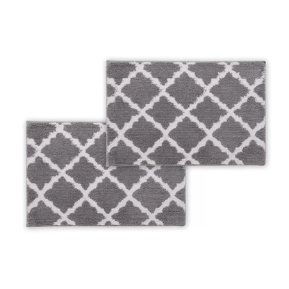 Bibb Home 1-2 Pack Trellis Micro Shag Bath Rugs 20"x 32" - A-1 Thread Vault