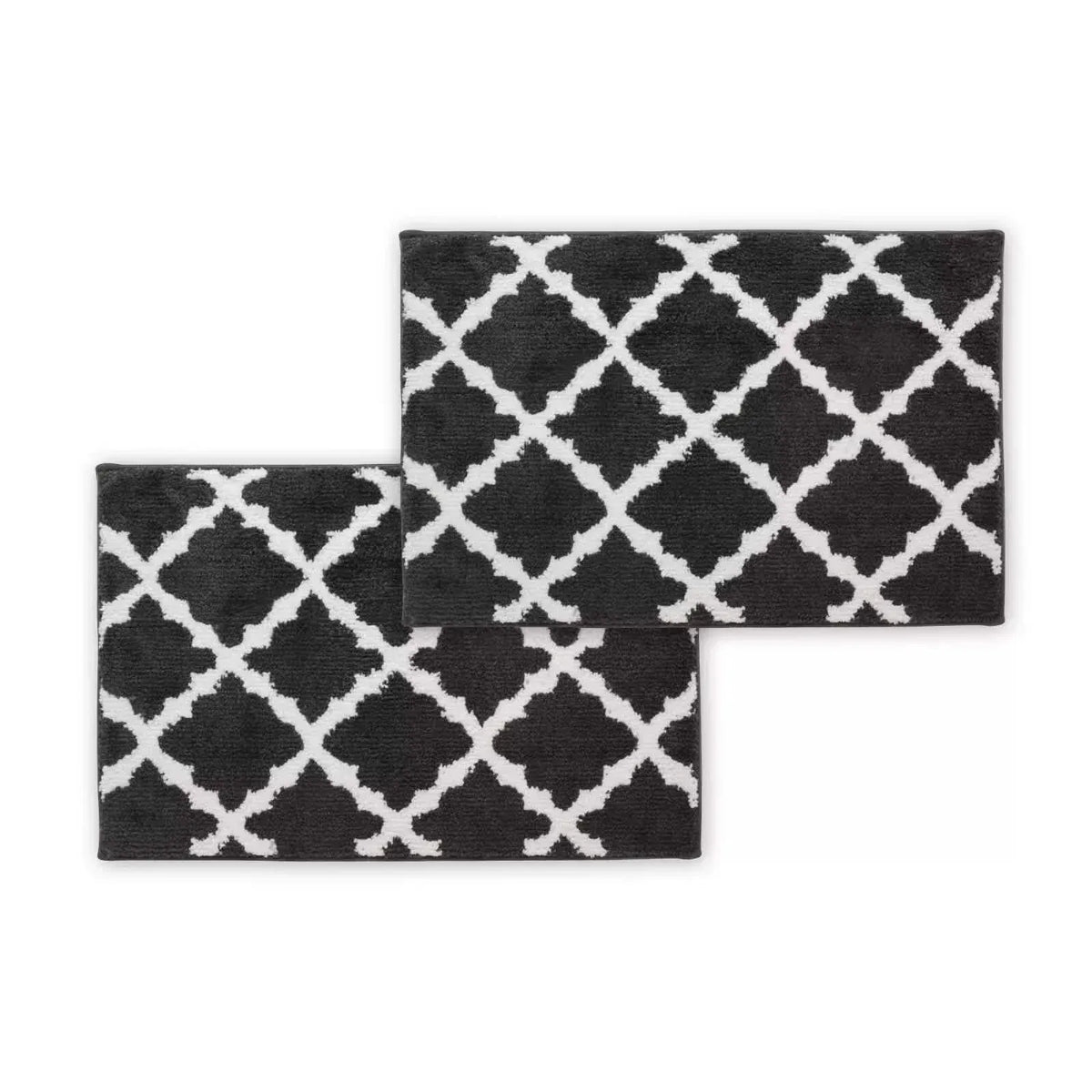 Bibb Home 1-2 Pack Trellis Micro Shag Bath Rugs 20"x 32" - A-1 Thread Vault