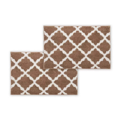 Bibb Home 1-2 Pack Trellis Micro Shag Bath Rugs 20"x 32" - A-1 Thread Vault
