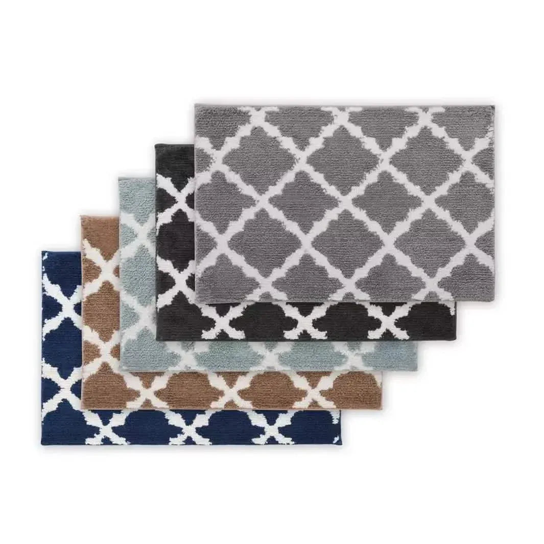 Bibb Home 1-2 Pack Trellis Micro Shag Bath Rugs 20"x 32" - A-1 Thread Vault