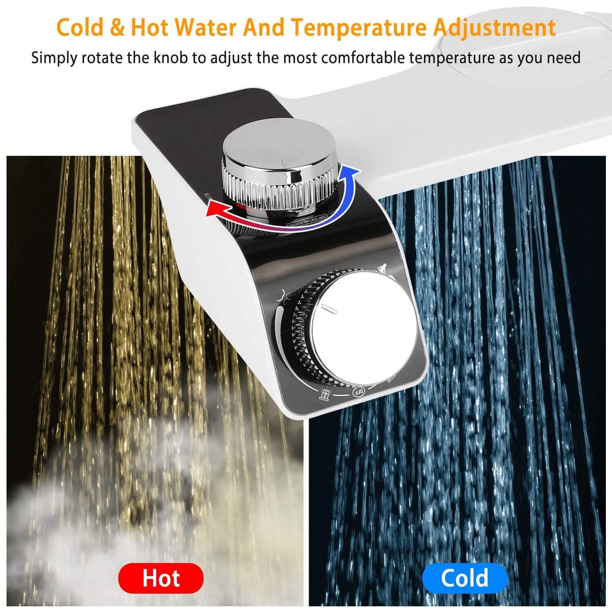 Bidet Attachment Non-Electric Fresh Water Sprayer with Self Cleaning Dual Nozzle - A-1 Thread Vault
