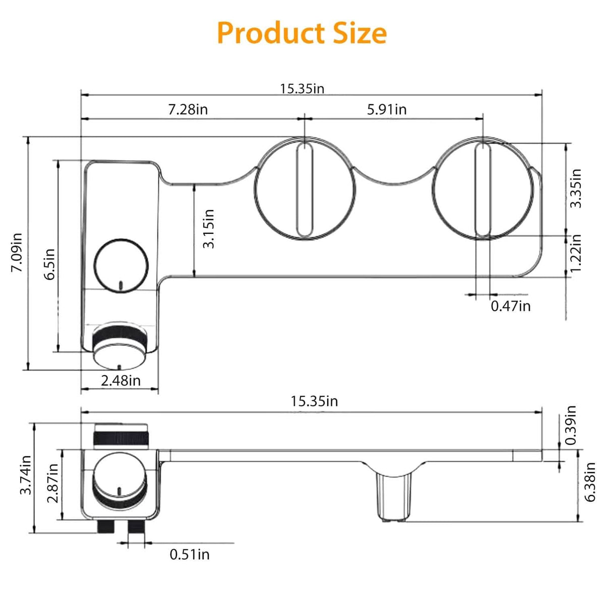 Bidet Attachment Non-Electric Fresh Water Sprayer with Self Cleaning Dual Nozzle - A-1 Thread Vault