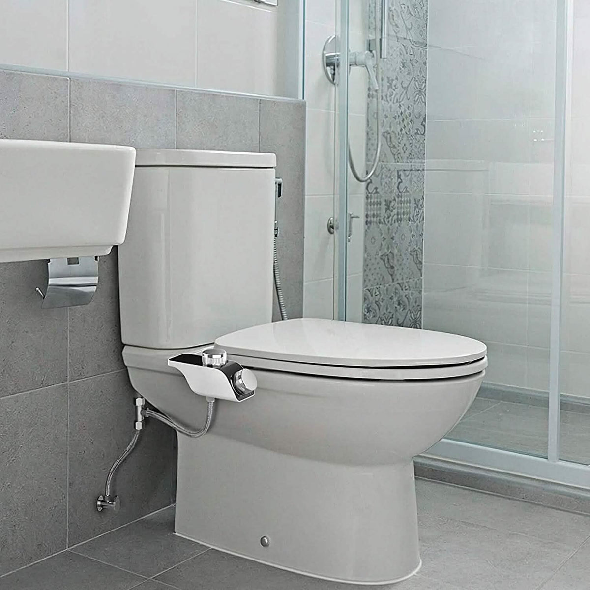 Bidet Attachment Non-Electric Fresh Water Sprayer with Self Cleaning Dual Nozzle - A-1 Thread Vault