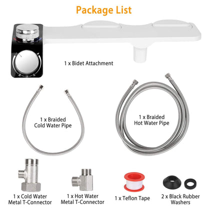 Bidet Attachment Non-Electric Fresh Water Sprayer with Self Cleaning Dual Nozzle - A-1 Thread Vault