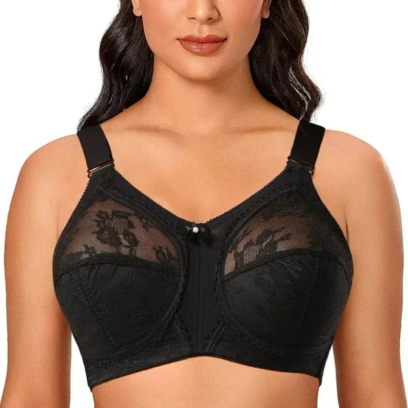 Big Minimizer Bras Large Size Lace Bra Women Sexy Unlined Full Coverage Ultra Thin Wireless Adjusted-straps Underwear Sujetador - A-1 Thread Vault
