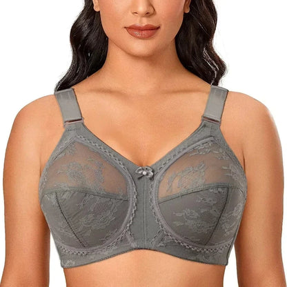 Big Minimizer Bras Large Size Lace Bra Women Sexy Unlined Full Coverage Ultra Thin Wireless Adjusted-straps Underwear Sujetador - A-1 Thread Vault