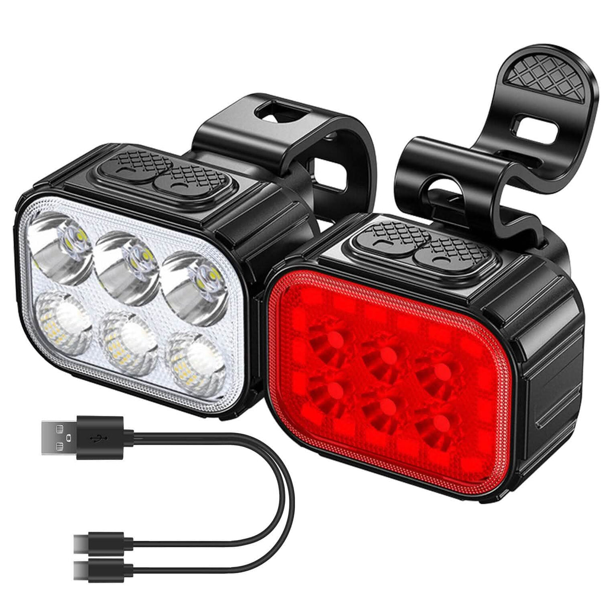 Bike Headlight TailLight IP65 Waterproof Anti-Drop Rechargeable Bicycle Light Set - A-1 Thread Vault