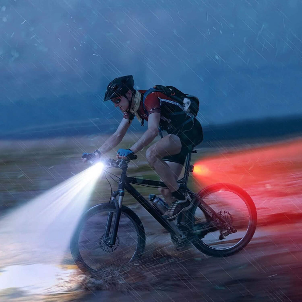 Bike Headlight TailLight IP65 Waterproof Anti-Drop Rechargeable Bicycle Light Set - A-1 Thread Vault